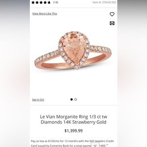 Le Vian Morganite Ring 1/3 ct tw Diamonds 14K Strawberry Gold sz 8